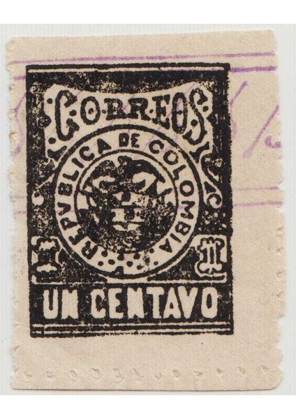 Kolombiya 1901 Damgalı Pul.
