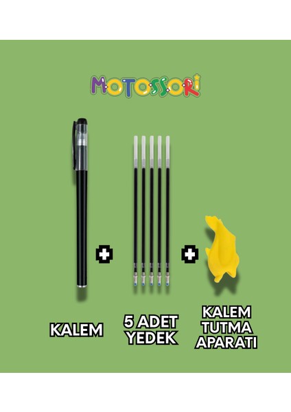 Sihirli Yazı Kalem + Kalem Içi Yedeği 5 Adet + 1 Adet Kalem Tutacağı - Sihirli Defter Kitap Setinde Kullanılan Kalem Seti