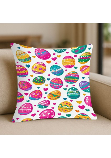 Modern Tarz Bej Desenli Kırlent Kılıfı – 43X43 Cm, Çift Taraflı, Fermuarlı, Yıkanabilir