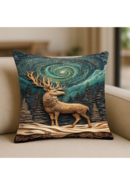 Vintage Tarz Sarı Desenli Kırlent Kılıfı – 43X43 Cm, Çift Taraflı, Fermuarlı, Yıkanabilir