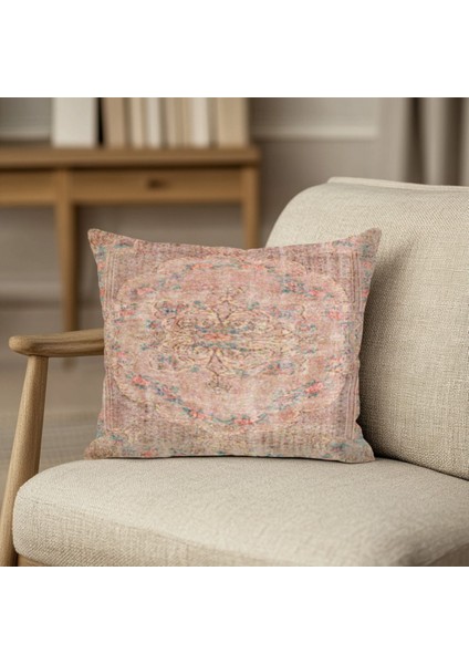 Renkli Desenli Vintage Yastık Kılıfı Kare