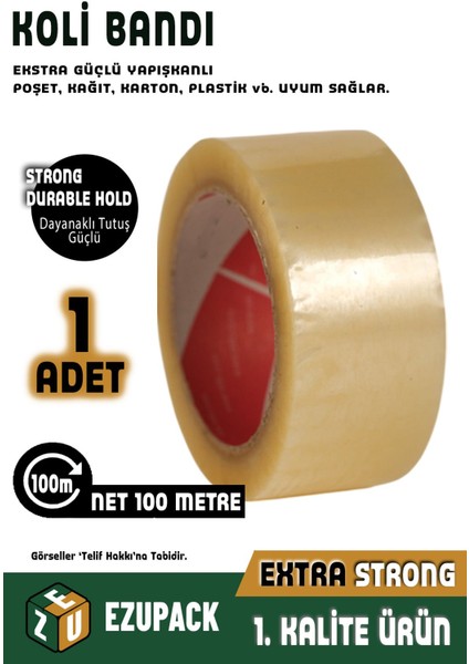 1 Adet 45X100MT Koli Bandı Taşınma Taşınma Kolisi Poşeti Kapama Bandı Ambalaj Streç Bant