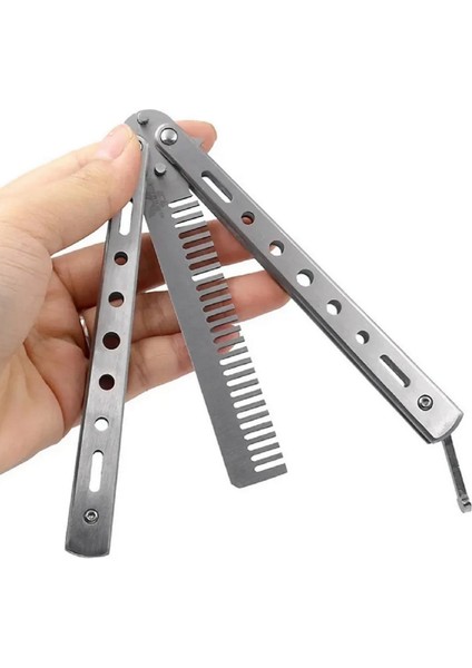Metal Kelebek Şeklinde Çelik Tarak Saç Şekillendirici Tarak Taşınabilir - Gümüş Renk Kelebek Tarak