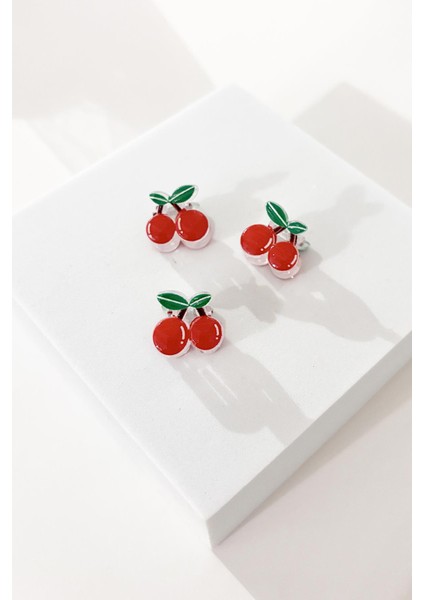 Mini Kiraz Mandal Saç Tokası 3 Adet