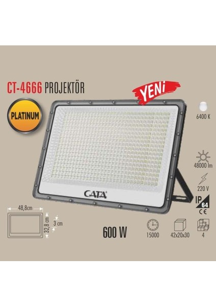 CT-4666 600W LED Projektör 6400K Beyaz Işık