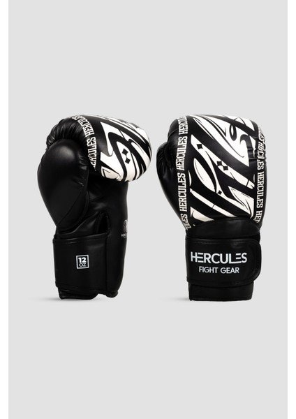 Desenli Siyah Beyaz Boks, Kickboks Eldiveni - Profesyonel Antrenman Için