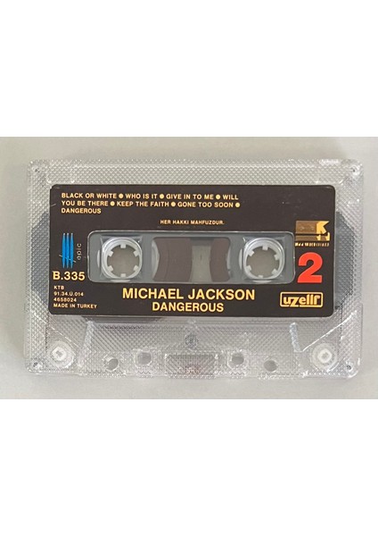 Michael Jackson Dangerous Kaset (Kartonet Yoktur Sadece Kasettir Orjinal Dönem Kağıt Baskı)