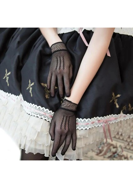 Siyah Renk Likralı File Eldiven Parmaklı Örgü Eldiven Yetişkin Boy fiyatları
