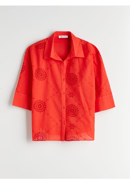 Yeni Sezon Ajurlu Oversize Kadin Gomlek - S5MD91Z8