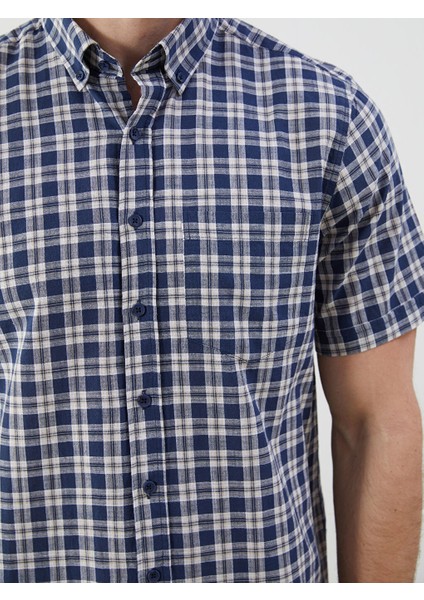 Yeni Sezon Regular Fit Kisa Kollu Ekose Erkek Gomlek - S5KS74Z8