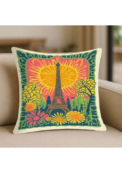 Soyut Tarz Turuncu Desenli Kırlent Kılıfı – 43X43 Cm, Çift Taraflı, Fermuarlı, Yıkanabilir