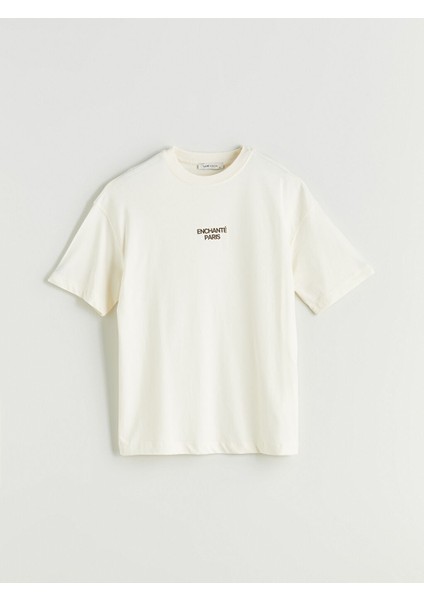 Yeni Sezon Bisiklet Yaka Paris Baskili Oversize Kadin Tisort - S5PM55Z8 indirimleri