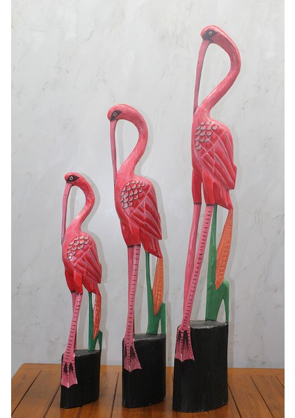 Ahşap 3'lü Flamingo Seti