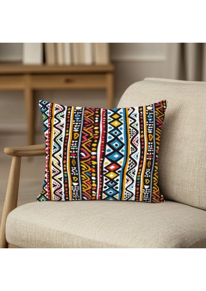 Renkli Kilim Motifli Kırlent Kılıfı