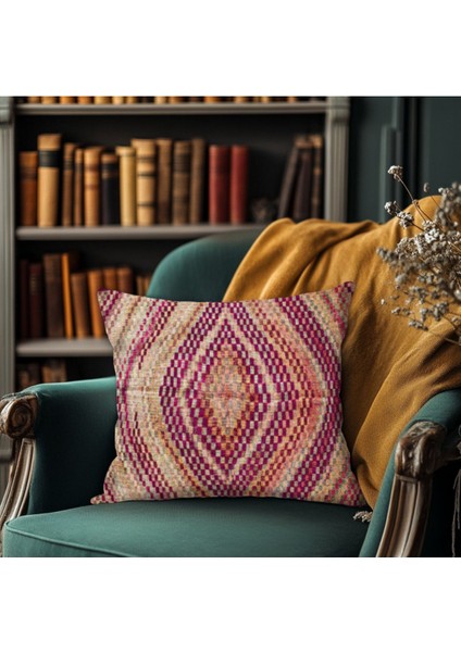 Etnik Motif Desenli Baskı Çift Yüzlü Kırlent Kılıfı