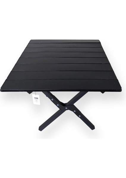 Hafif Taşıma Çantalı Katlanır Kamp Piknik Bahçe Masası Siyah 60 x 60 x 45 cm