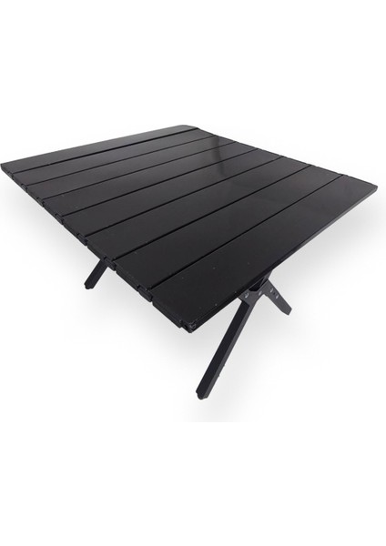 Hafif Taşıma Çantalı Katlanır Kamp Piknik Bahçe Masası Siyah 60 x 60 x 45 cm