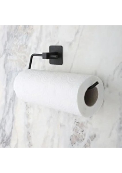 ® Kendiliğinden Yapışkanlı Siyah Paslanmaz Metal Rulo Havluluk Aparat