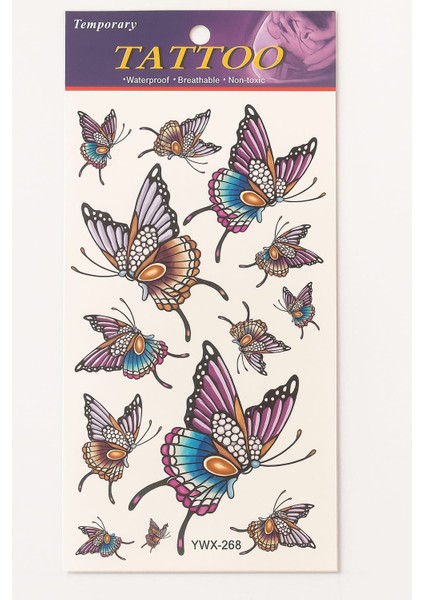 Rengarenk Çoklu Kelebek Temalı Geçici Dövme fiyatları
