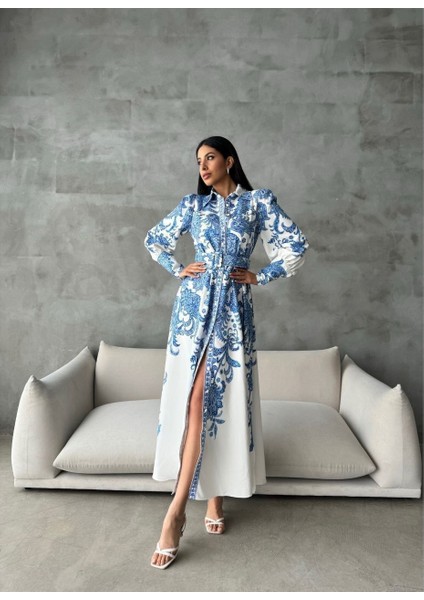 Atlas Kumaş Elbise (Kemer Dahildir)