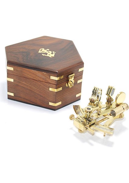 Ahşap Kutulu Pirinç Sekstant Model 2