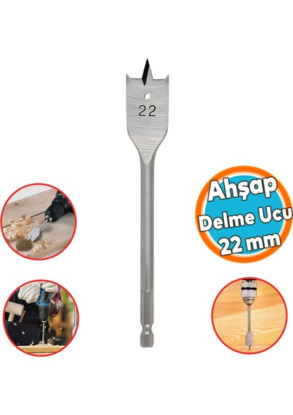 Ahşap Delme Ucu Matkap Ucu Tahta Sunta Plastik Alçıpan Delme Ucu Bits Yaprak Uç 22 mm