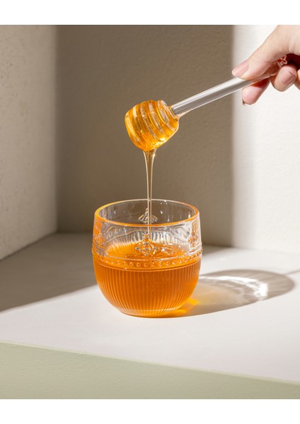 Abeille Kaşıklı Cam Bal Kavanozu - Şeffaf - 240 ml