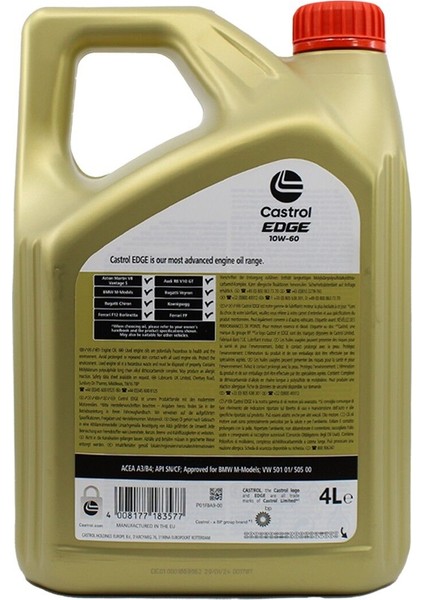 Edge 10W-60 4 Lt Tam Sentetik Motor Yağı fiyatları