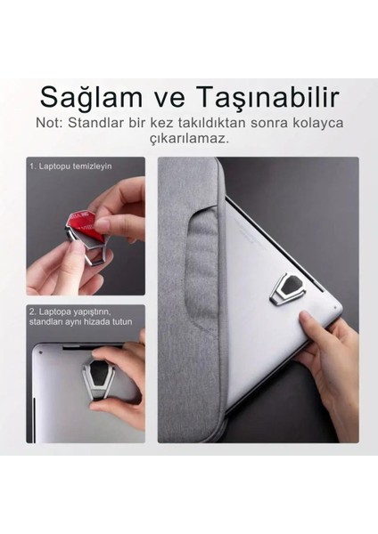 Yapışkanlı 2 Adet Metal Laptop Standı Notebook Yükseltici Stand Masaüstü Laptop Tutucu Stand indirimleri