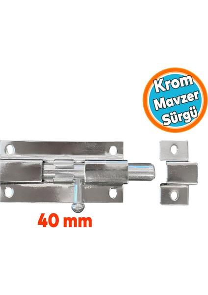 Metal Kapı Sürgüsü Küçük Krom Mavzer Sürgü Sürgülü Kilit 25X40 mm Kapı Pencere Emniyet Kilidi