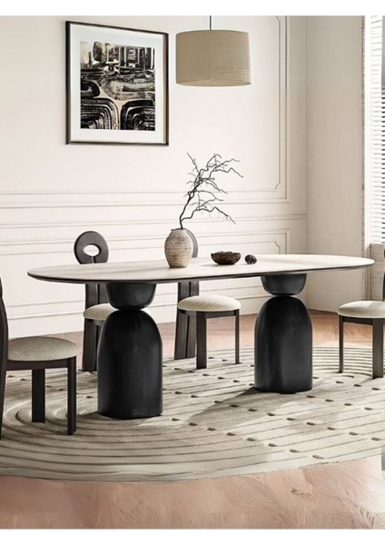 Imperial Italyan Still Oval Traverten Yemek Masası 80X160 fiyatları