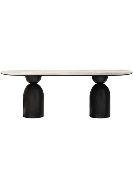 Imperial Italyan Still Oval Traverten Yemek Masası 80X160 fırsatları