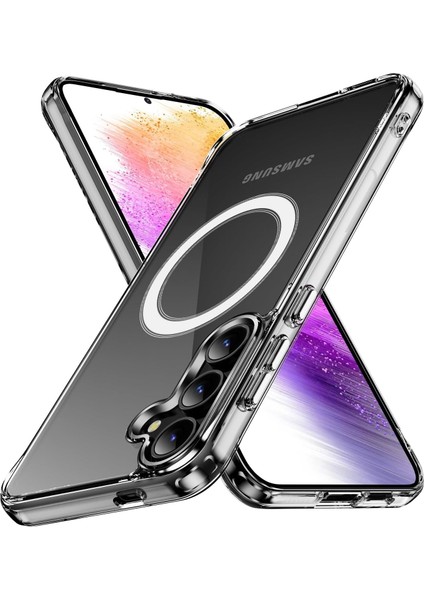 Samsung Galaxy S24 PLUS/S25 Plus Uyumlu Kamera Korumalı Magsafe Wireless Şarj Özellikli Şeffaf Silikon Kılıf