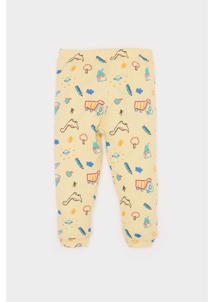 Yeni Sezon Erkek Bebek Pijama Takımı Araç Baskılı Uzun Kollu Waffle Üst Beli Lastikli Uzun Alt
