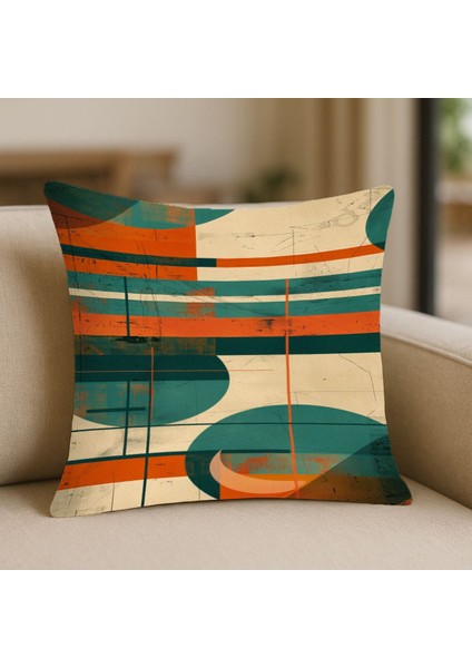 Geometrik Tarz Yeşil Desenli Kırlent Kılıfı – 43X43 Cm, Çift Taraflı, Fermuarlı, Yıkanabilir