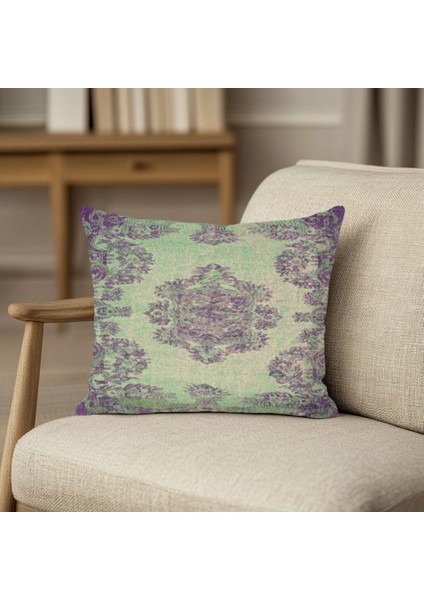 Etnik Geometrik Desenli Dijital Baskılı Kırlent Kılıfı Kare