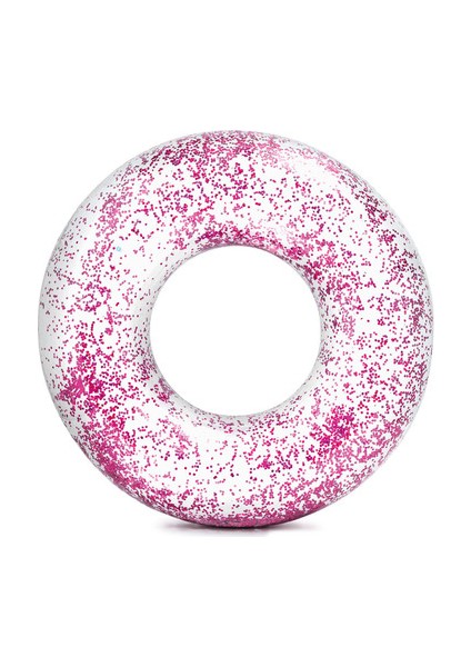 Simli Jumbo Şeffaf Deniz Simidi – 119 cm Gold Glitter Şişme Deniz Yatağı Pink modelleri