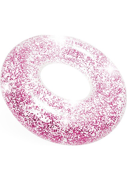 Simli Jumbo Şeffaf Deniz Simidi – 119 cm Gold Glitter Şişme Deniz Yatağı Pink fırsatları