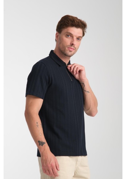 %100 Pamuk Erkek Fermuar Detaylı T-Shirt - Soft ve Basic Günlük Kullanım indirimleri