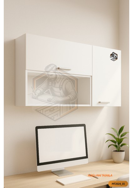 Tamamı Mdf Çok Amaçlı Açık Raflı Üst Dolap Mutfak / Banyo / Salon / Ofis