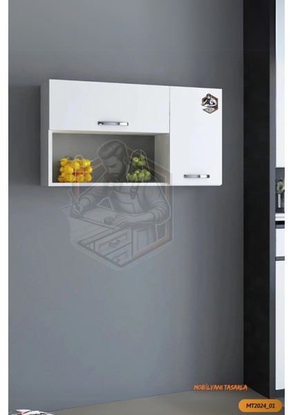Tamamı Mdf Çok Amaçlı Açık Raflı Üst Dolap Mutfak / Banyo / Salon / Ofis