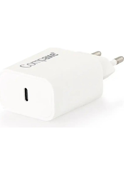 20W Pd 3A Type-C Çıkışlı Şarj Adaptörü (Başlık) Beyaz