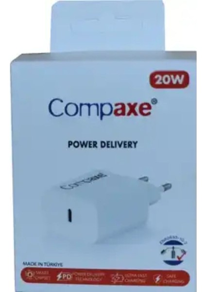 20W Pd 3A Type-C Çıkışlı Şarj Adaptörü (Başlık) Beyaz