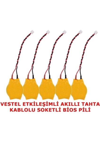 Vestel Faz 1-2 Akıllı Tahta CR2032 Kablolu Soketli Bios Pili 5'li