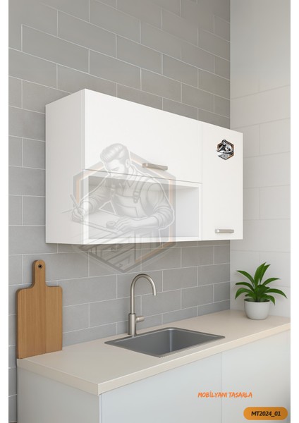 Tamamı Mdf Çok Amaçlı Açık Raflı Üst Dolap Mutfak / Banyo / Salon / Ofis