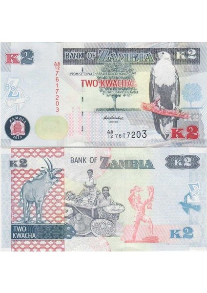 Zambiya 2 Kwacha 2012. Zambia. Çil Kondisyon.