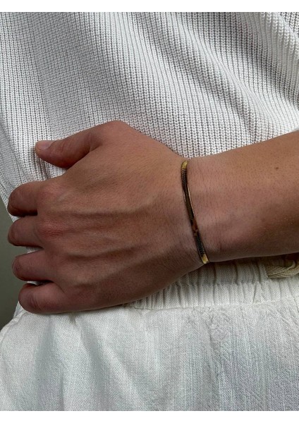 Gold Erkek Zincir Bileklik Kadın Paslanmaz Çelik Renk Atmaz Unısex Kararmaz Çelik Bileklik