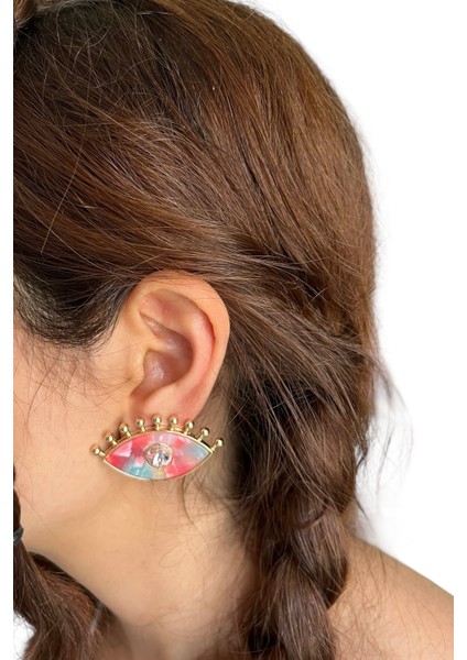 Taşlı Göz Tasarım Küpe