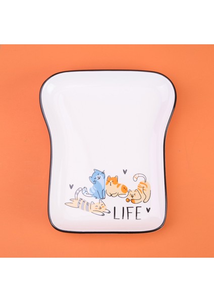 Kitchen Cat Life Desenli Servis Tabağı - Renkli - 19 cm