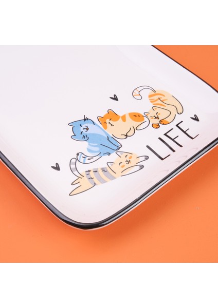 Kitchen Cat Life Desenli Servis Tabağı - Renkli - 19 cm modelleri
